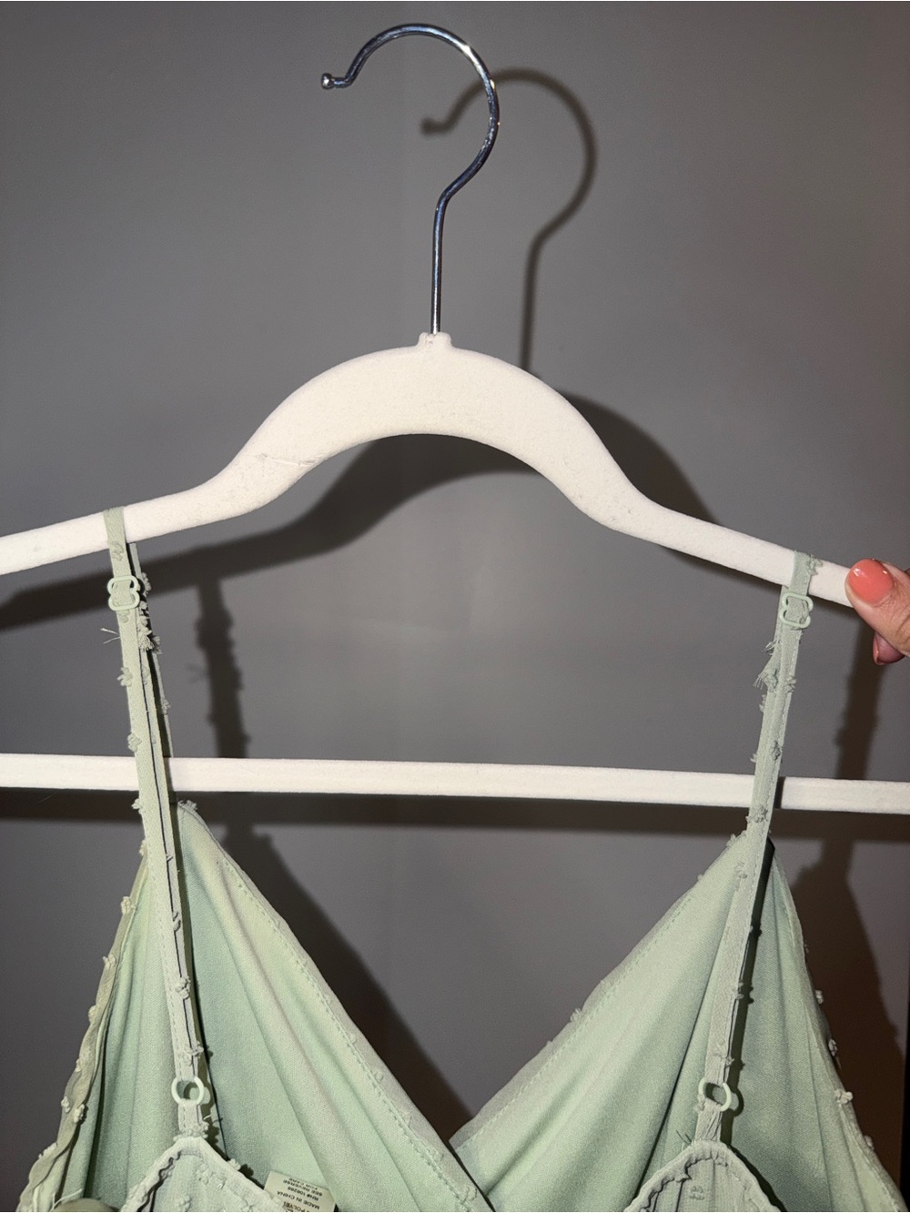 Altar’s State Light Green Swiss Dot Spaghetti Strap Dress - Picture 4 of 6